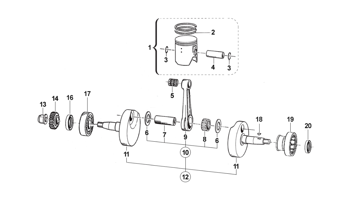 2T 125 MX 2013/2014 - MOTOR - CIGÜEÑAL-PISTÓN
